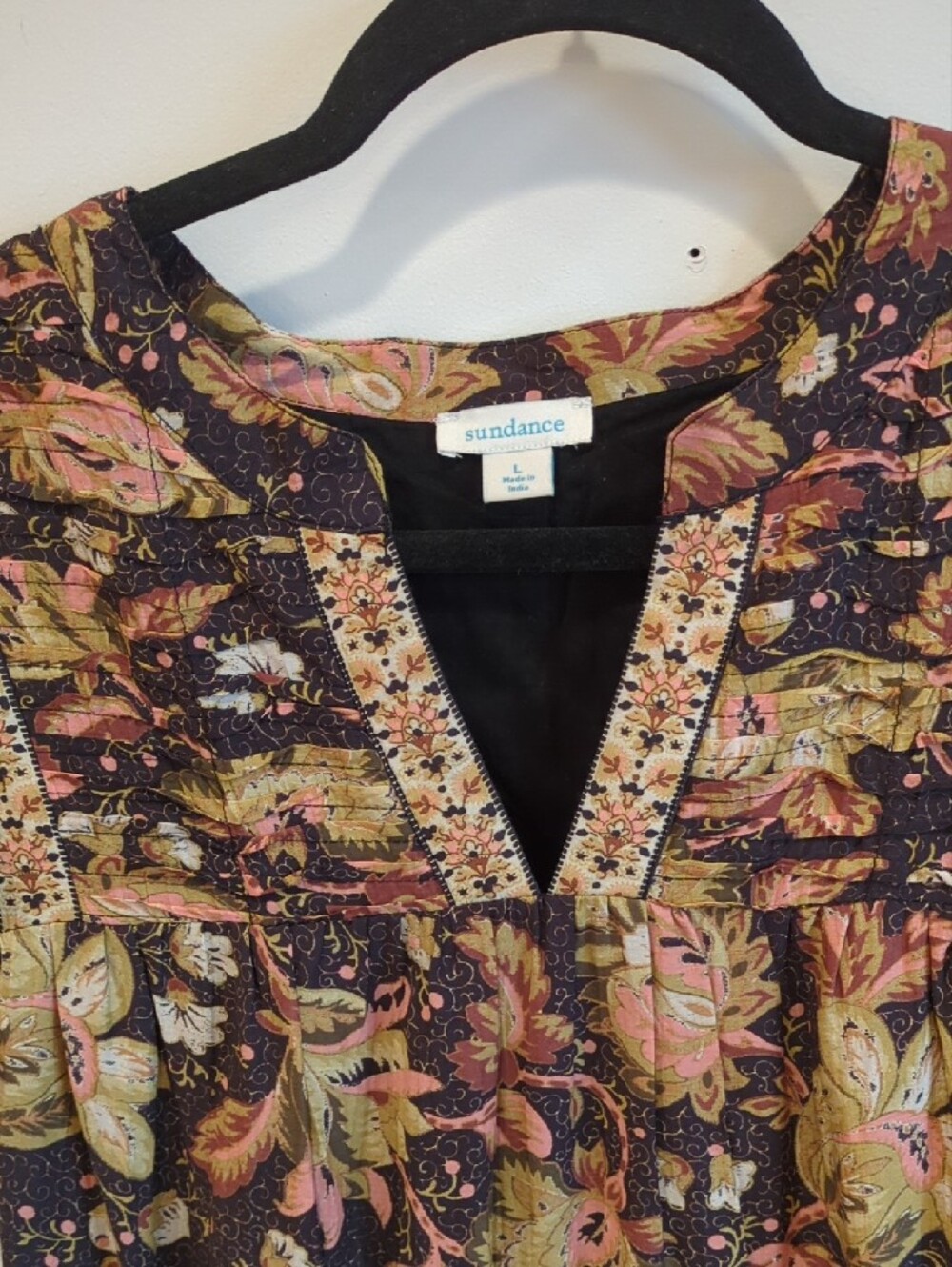 Western Boho Whimsy Cottage Sundance Brown Pink Floral Maxi Dress Size Large EUC - Picture 5 of 9